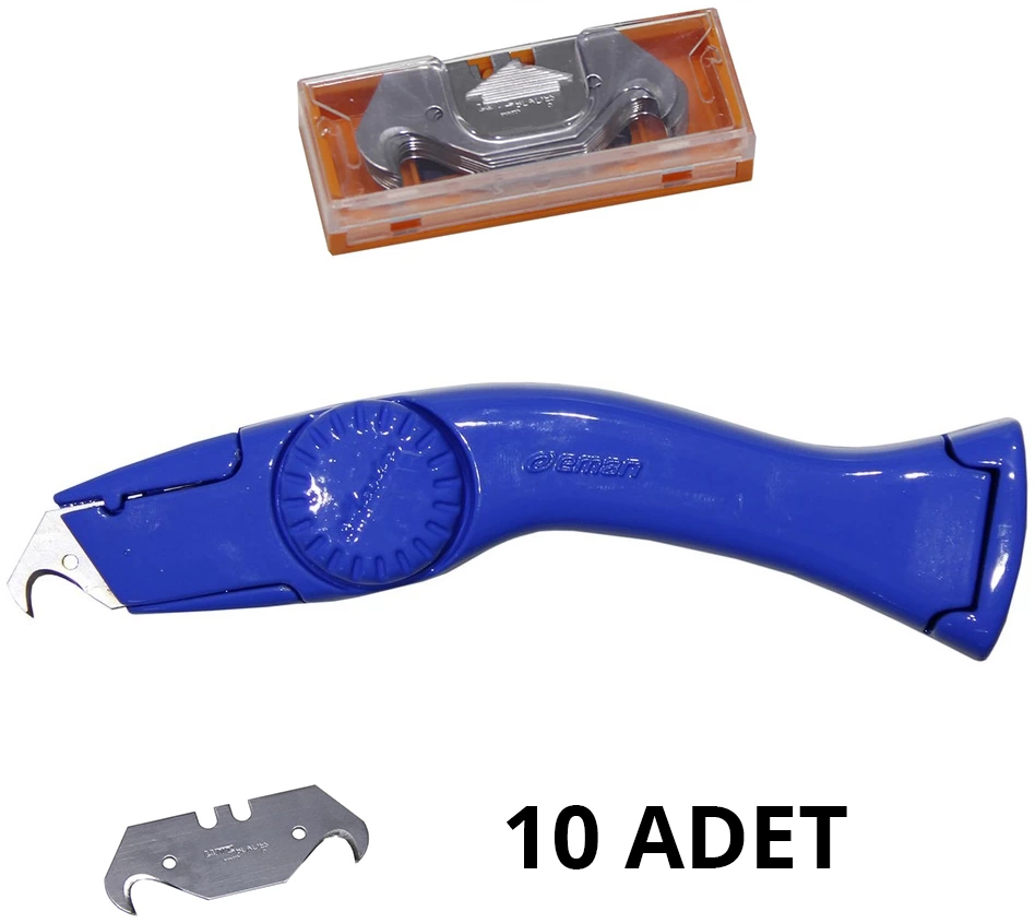 Profesyonel Kanca Uçlu Halı Kesim Bıçağı + 10 Adet Bıçak Ucu