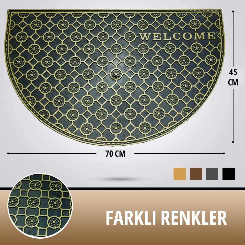 Sarı Welcome Yazılı Toz ve Çamur Sıyırıcı Kauçuk Kapı Önü Paspası